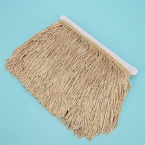 Lange Fringe Latin Kleid Quasten Langlebige Polyester -Band für Bühnen -DIY Bekleidung Accessoires, Sky Bluelight Coffee, 10yd (Leichter Kaffee) von OVAQUIXI