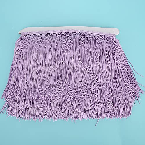 Lange Fringe Latin Kleid Quasten Langlebige Polyester -Band für Bühnen -DIY Bekleidung Accessoires, Sky Bluelight Coffee, 10yd (helles Lila) von OVAQUIXI