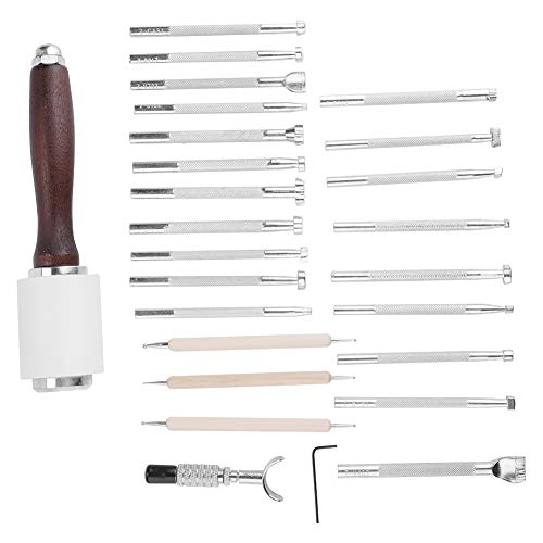 Langlebiges Leder -Werkzeug -Werkzeug Kit 20 teilige Stempelwerkzeuge für Lederschnitze, Zum Erstellen Wunderschöner Muster von OVAQUIXI
