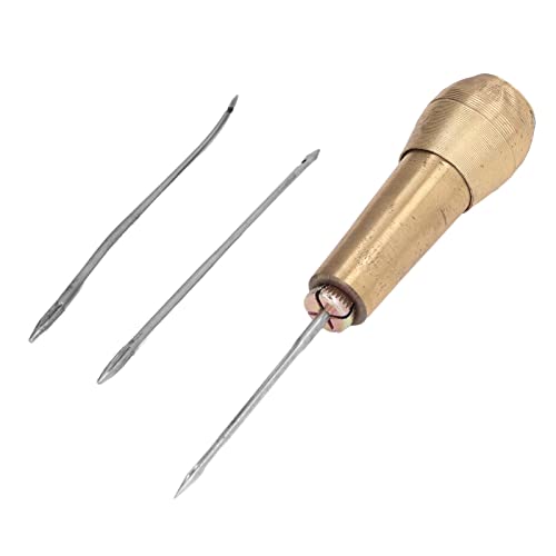 -Leder -Nähnadel Awl Set mit Messinggriff, Zeichnen Sie eine Linie mit Einem Leichten Strich für die Schuhreparatur von OVAQUIXI