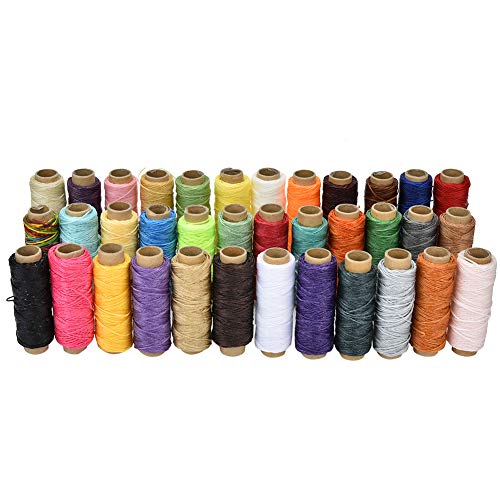 Lederhandwerksnähenfaden 36 Farben 50 Meter/Rollen 150D -Wachgewachungsfaden für Handnähtewerkzeug, Nähzubehör Lederhandwerksnähenfaden 36 Farben 50 Meter/Rollen 150D -Wachgewachungsfaden für Handnähtewerkzeug, Nähzubehör von OVAQUIXI
