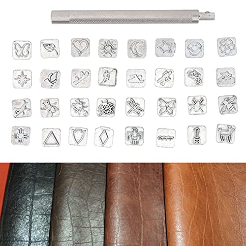 Lederstempelstempel Set Langable Animal Plant Stamping Tool Kit für -Lederhandwerker (Tierdruck) von OVAQUIXI