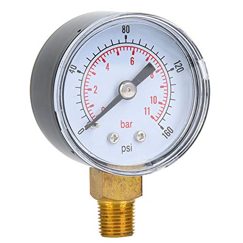 Metall -Externe Kasten-/Abdeckungsdruck: Luftmessung, Öl, Wasserdruck für Mehrere Anwendungen (0-15psi, 0-1BAR) (0-30psi, 0-2BAR) (0-60psi, 0-4BAR) (0-100PSI, 0-7BAR) (0-160psi, 0-11Bar) von OVAQUIXI