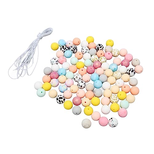 OVAQUIXI 100 Pcs 15 Mm Farbenfrohe Silikonperlen, Runde Bastelperlen für Armbänder Halsketten Ohrringe, Farbenfrohes Silikon für Kreative DIY -Projekte, Tragbar und Langlebig von OVAQUIXI