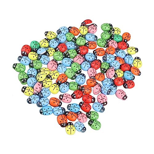 OVAQUIXI 100pcs Hölzerne Tierknöpfe Süße Klebstoff Dekorativ (Bunte Marienkäfer) von OVAQUIXI