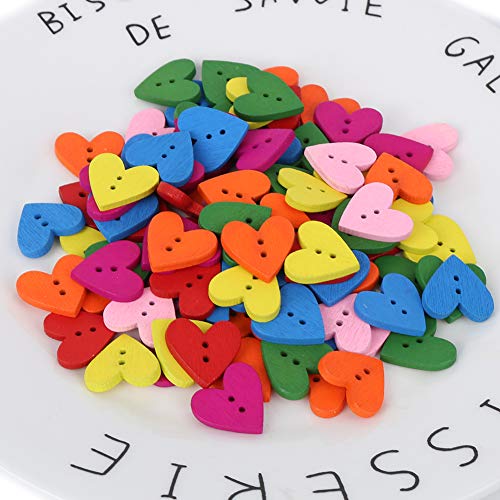 OVAQUIXI 20 Mm Farbenfrohe Holzknopf Set 200pcs Retro Herzform Nähknöpfe für Kleidung DIY Accessoires (Farbmischung) von OVAQUIXI