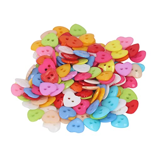 OVAQUIXI 200pcs Einzigartige Herzförmige Dekorative Knöpfe - Farbenfrohe Stilvolle Bastelknöpfe Zum Nähen DIY - Ideal für Kleidungsstücke und Handwerksliebhaber von OVAQUIXI