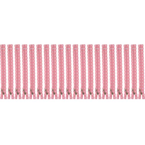 OVAQUIXI 20pcs Langlebige Nylon -Spitzen -Reißverschlüsse Zum Nähen von Hochzeitskleidhandwerks, 20 Cm DIY Blume Reißverschluss für die Kleidungsdekoration (PINK) von OVAQUIXI