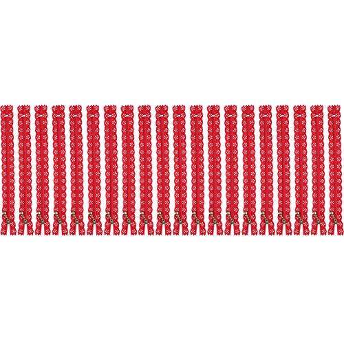OVAQUIXI 20pcs Langlebige Nylon -Spitzen -Reißverschlüsse Zum Nähen von Hochzeitskleidhandwerks, 20 Cm DIY Blume Reißverschluss für die Kleidungsdekoration (Rot) von OVAQUIXI
