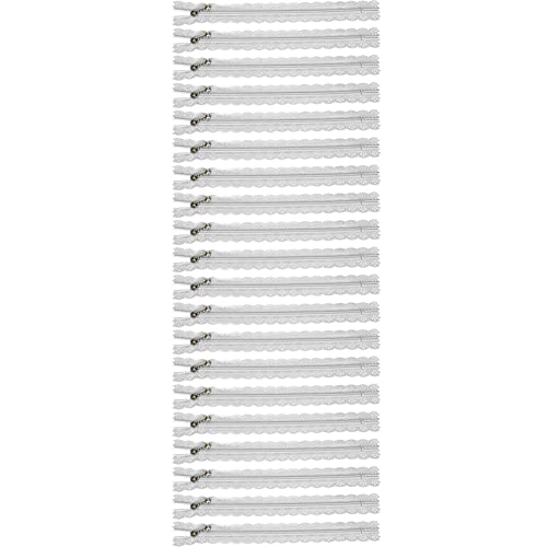 OVAQUIXI 20pcs Langlebige Nylon -Spitzen -Reißverschlüsse Zum Nähen von Hochzeitskleidhandwerks, 20 Cm DIY Blume Reißverschluss für die Kleidungsdekoration (WHITE) von OVAQUIXI