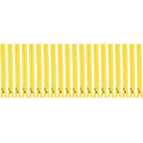 OVAQUIXI 20pcs Langlebige Nylon -Spitzen -Reißverschlüsse Zum Nähen von Hochzeitskleidhandwerks, 20 Cm DIY Blume Reißverschluss für die Kleidungsdekoration (YELLOW) von OVAQUIXI