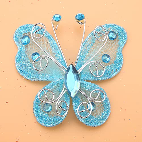 OVAQUIXI 24pcs Sheer Mesh Wire Glitter Hochzeitsfeier Kleidungsdekoration DIY -Vorräte für Kleidung, Hochzeit oder Andere Festivals (BLUE) von OVAQUIXI