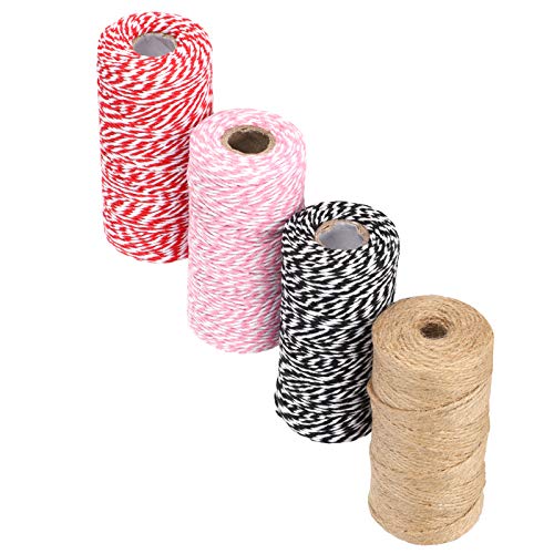 OVAQUIXI 4pcs Baumwoll-Schnur für DIY-Handwerk Handgefertigte Vorräte für Geschenkverpackungen Pink und Weiß von OVAQUIXI