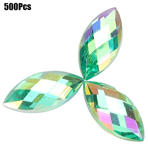 OVAQUIXI 500pcs AB Hellgrüne Farbkristallpferde Augen - für DIY -Nageldekoration, Wohnkultur, 7 X 15 Mm Flacher Rückenstresssteine von OVAQUIXI