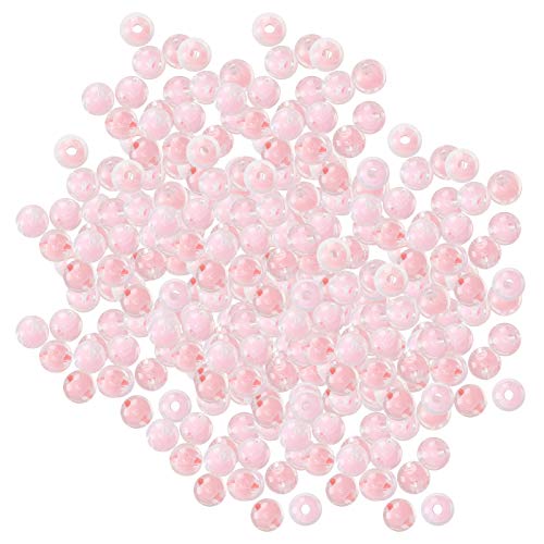 OVAQUIXI 8 Mm Harz Glänzende Perlen Lose Perlen DIY Handgemachte Schmuckzubehör 500 G für Armbandhersteller (glänzendes Rosa) von OVAQUIXI