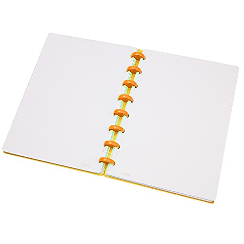 OVAQUIXI A5 Pilzloch Nachfüllbares Schreibpapier Notizbuch für Büroschule, 12 Kombinationen Pilzknopf 360 Grad Gefaltet, Orangebluerte Optionen (Punkte (orange)) von OVAQUIXI