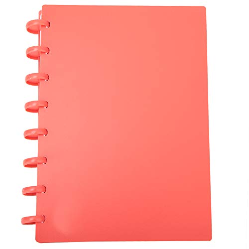 OVAQUIXI A5 Pilzloch Nachfüllbares Schreibpapier Notizbuch für Büroschule, 12 Kombinationen Pilzknopf 360 Grad Gefaltet, Orangebluerte Optionen (Punkte (rot)) von OVAQUIXI