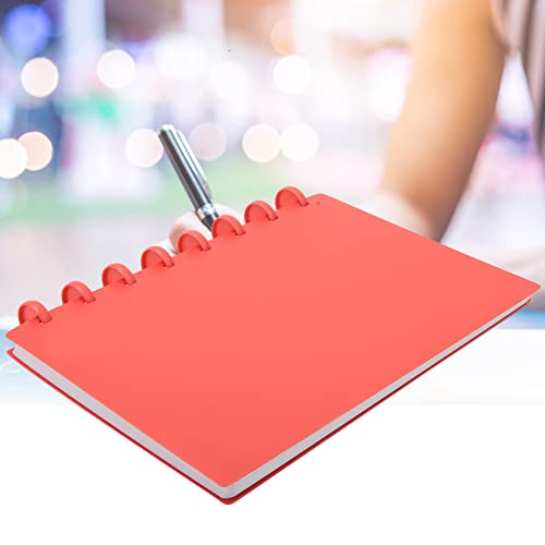 OVAQUIXI A5 Pilzloch Nachfüllbares Schreibpapier Notizbuch für Büroschule, 12 Kombinationen Pilzknopf 360 Grad Gefaltet, Orangebluerte Optionen (Quadrat (rot)) von OVAQUIXI