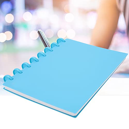 OVAQUIXI A5 Pilzloch Nachfüllbares Schreibpapier Notizbuch für Büroschule, 12 Kombinationen Pilzknopf 360 Grad Gefaltet, Orangebluerte Optionen (Quadratisch (himmelblau)) von OVAQUIXI