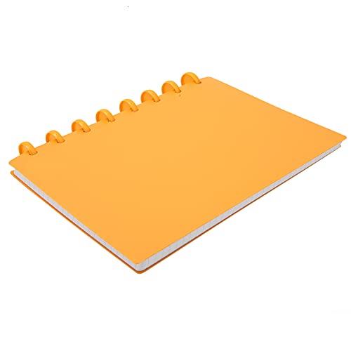 OVAQUIXI A5 Pilzloch Nachfüllbares Schreibpapier Notizbuch für Büroschule, 12 Kombinationen Pilzknopf 360 Grad Gefaltet, Orangebluerte Optionen (quadratisch (orange)) von OVAQUIXI