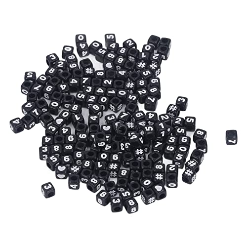 OVAQUIXI Acryl Black Cube Number Perlen für DIY -Schmuckherstellung Armbänder, 300 Prozent Digitale Perlen für die Körperliche und Geistige Entwicklung, für DIY -Handwerk und Namensarmbänder von OVAQUIXI