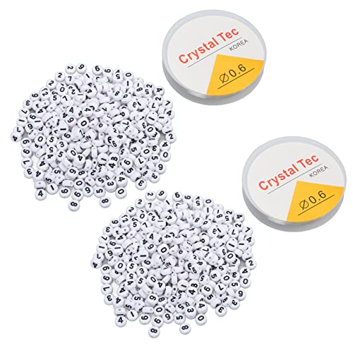 OVAQUIXI Acrylnummer Perlen Langlebige Weiße Perlen Glättungsflächen für DIY -Handwerksgeschenke 600pcs von OVAQUIXI
