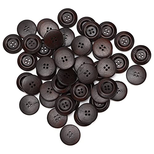 OVAQUIXI Bastelholznähte Knöpfe 4 Löcher 25 Mm Dunkler Kaffeemantel -Kleidungsdekoration 200pcs Zum Stricken und Scrapbooking von OVAQUIXI