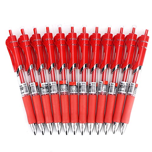 OVAQUIXI Bequeme Grip Press Carbon -Neutral -Gel Stifte Klare Handschrift für 12 PCs Office Stationary Supply Set (Rot) von OVAQUIXI