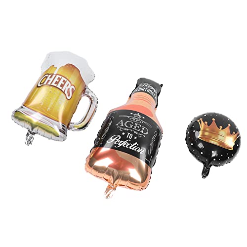 OVAQUIXI Bier Becher Whisky Flasche Crown Party Ballon Set, Wiederverwendbare Aluminiumfolienballon für Hochzeitstag Dekoration OVAQUIXI Bier Becher Whisky Flasche Crown Party Ballon Set, Wiederverwendbare Aluminiumfolienballon für Hochzeitstag Dekoration von OVAQUIXI