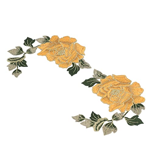 OVAQUIXI Blume Stickflächen Exquisite Applikationseisen auf Flecken für DIY -Kleidung, Schöne Blumenmuster für Kleidung und Performance -, Polyesterfaser, 2 Patches (YELLOW) von OVAQUIXI