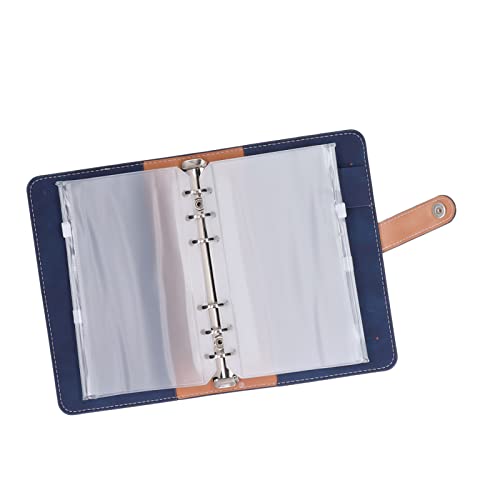 OVAQUIXI Cash Binder A6 PU Leder -Budgetplaner Tragbar für die Schule und Reiseverwendung mit 6 Pre -Loch Löchern (BLUE) von OVAQUIXI