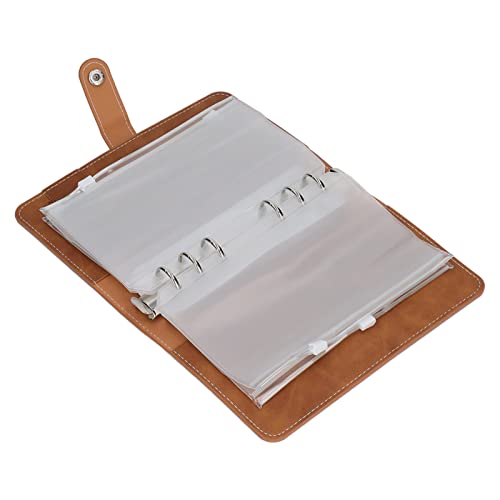 OVAQUIXI Cash Binder A6 PU Leder -Budgetplaner Tragbar für die Schule und Reiseverwendung mit 6 Pre -Loch Löchern (BROWN) von OVAQUIXI