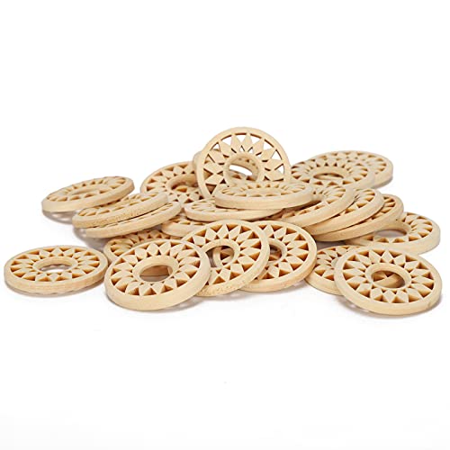 OVAQUIXI DIY -Handwerk 35 Mm Hohle Holzstücke, 50pcs Runde Holzstücke für Kreative DIY -Projekte und Wohnkultur von OVAQUIXI