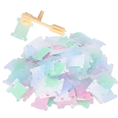 OVAQUIXI DIY -Nähteller -Set von 240pcs Floss Spulen Karten mit Drahtklammern, Haltbarer und Bequemer Kreuzstichzubehör, Kunststoff/verschiedene Farben/1,6in von OVAQUIXI