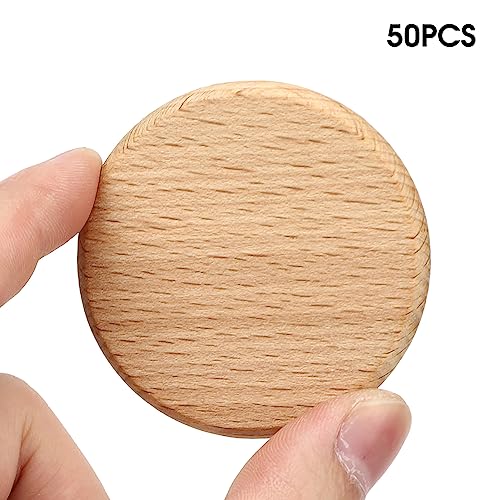 OVAQUIXI DIY Wood Chip Craft Supplies Buchenholz Runde Chip 50pcs für Scrapbooking -Weihnachtsdekorationen (6cm) von OVAQUIXI