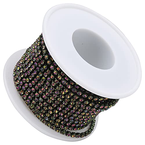 OVAQUIXI DIY -glänzender Strasskette für Dekoratives Handwerk für den Haushaltsgebrauch, Langlebige Glasbohrmaschine für Partys oder Hochzeiten (SS8,5 schwarze Klauenkette in der Farbe AB) von OVAQUIXI