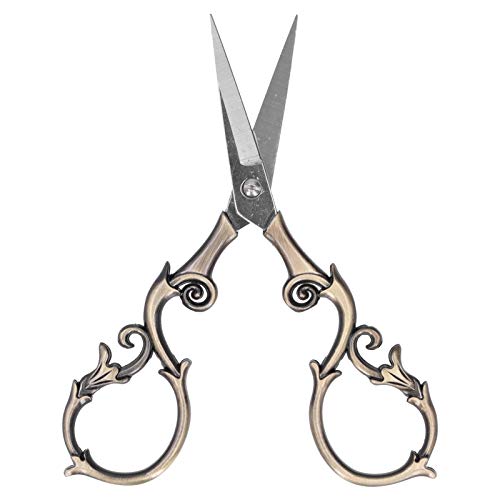 OVAQUIXI Edelstahl Retro Schere Kürbisform Stickereien Schneidwerkzeuge Zum Nähen der Augenbrauenformung (Bronze) von OVAQUIXI