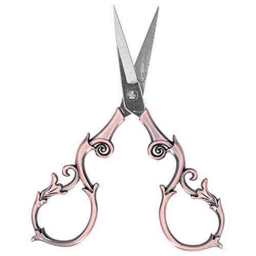 OVAQUIXI Edelstahl Retro Schere Kürbisform Stickereien Schneidwerkzeuge Zum Nähen der Augenbrauenformung (Roségold) von OVAQUIXI