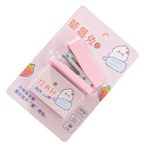 OVAQUIXI Entzückendes Cartoon Design Stapler Kit Langlebige Zuverlässige Bindung für Schulbüro Home Plastik + Metall (PINK) von OVAQUIXI