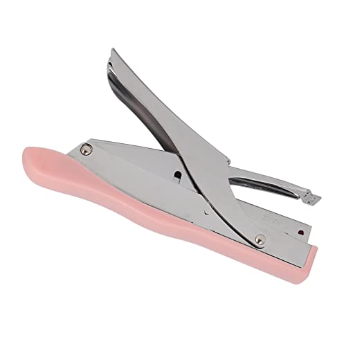 OVAQUIXI Ergonomischer Tragbarer Pliher -Hefter für Bindung von Dokumenten in Büros und Schulen Metall, Gefrostete Oberflächen (PINK) von OVAQUIXI