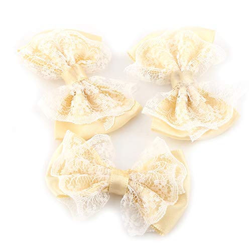 OVAQUIXI Fliegekrawattengeformte Applikationen Spitzenhandwerks -Set - 50pcs Bögen für Hochzeitsdekoration Haltbarer Polyesterstoff und Niedliche Formen (Beige) von OVAQUIXI