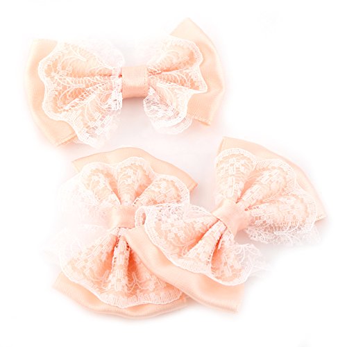 OVAQUIXI Fliegekrawattengeformte Applikationen Spitzenhandwerks -Set - 50pcs Bögen für Hochzeitsdekoration Haltbarer Polyesterstoff und Niedliche Formen (Gelbliches Rosa) von OVAQUIXI