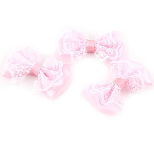 OVAQUIXI Fliegekrawattengeformte Applikationen Spitzenhandwerks -Set - 50pcs Bögen für Hochzeitsdekoration Haltbarer Polyesterstoff und Niedliche Formen (PINK) von OVAQUIXI