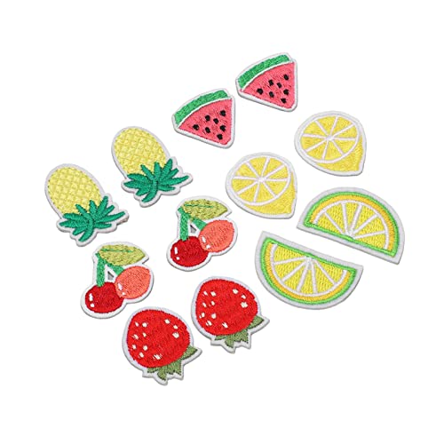 OVAQUIXI Fruchtthema Eisen auf Nähte auf Baumwollflecken Kleidungsreparatur DIY, 12PCS Applique -Flecken für Kleider Röcke Hüte Schuhe, Dekorative und Teenager von OVAQUIXI