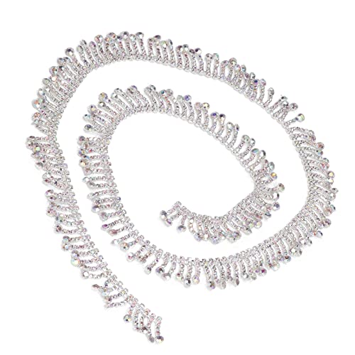 OVAQUIXI Glasversstrasskette mit Flexiblen Ausschnitten für Brautgürtelkopf. (Silbertisch unter Farbdiamant) von OVAQUIXI