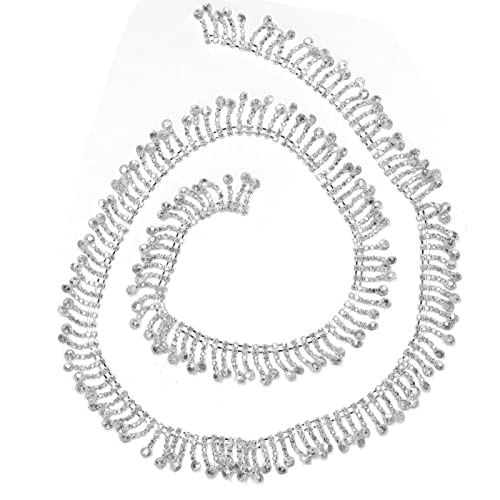OVAQUIXI Glasversstrasskette mit Flexiblen Ausschnitten für Brautgürtelkopf. (Weißer Diamant auf Silber) von OVAQUIXI