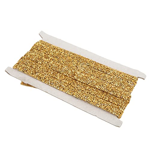 OVAQUIXI Golden Glitzer Strassbänder für DIY -Kunsthandwerk, Glänzende Dauerhafte Selbstklebende Strassband für Einzigartige Modeschmuck, Taschen und Partys, 1 Roll 1,5 Cm Breite von OVAQUIXI