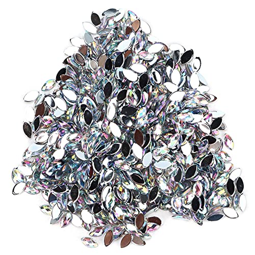 OVAQUIXI Handwerksstrasssteine ​​DIY Horse Eye Geformte Wunderschöne Glaskristalle Perlen für die Heimdekoration 1000pcs (01 weiß AB) von OVAQUIXI