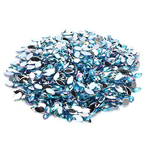 OVAQUIXI Handwerksstrasssteine ​​DIY Horse Eye Geformte Wunderschöne Glaskristalle Perlen für die Heimdekoration 1000pcs (06 Seeblau AB) von OVAQUIXI