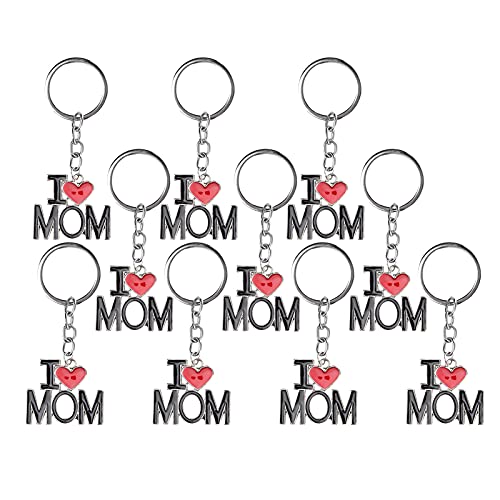 OVAQUIXI Herzschlüsselkettenanhänger Set von 10 Teilen für die Familie der Familie Geburtstagsgeburtstag Schlüsselringdekoration (MOM) von OVAQUIXI